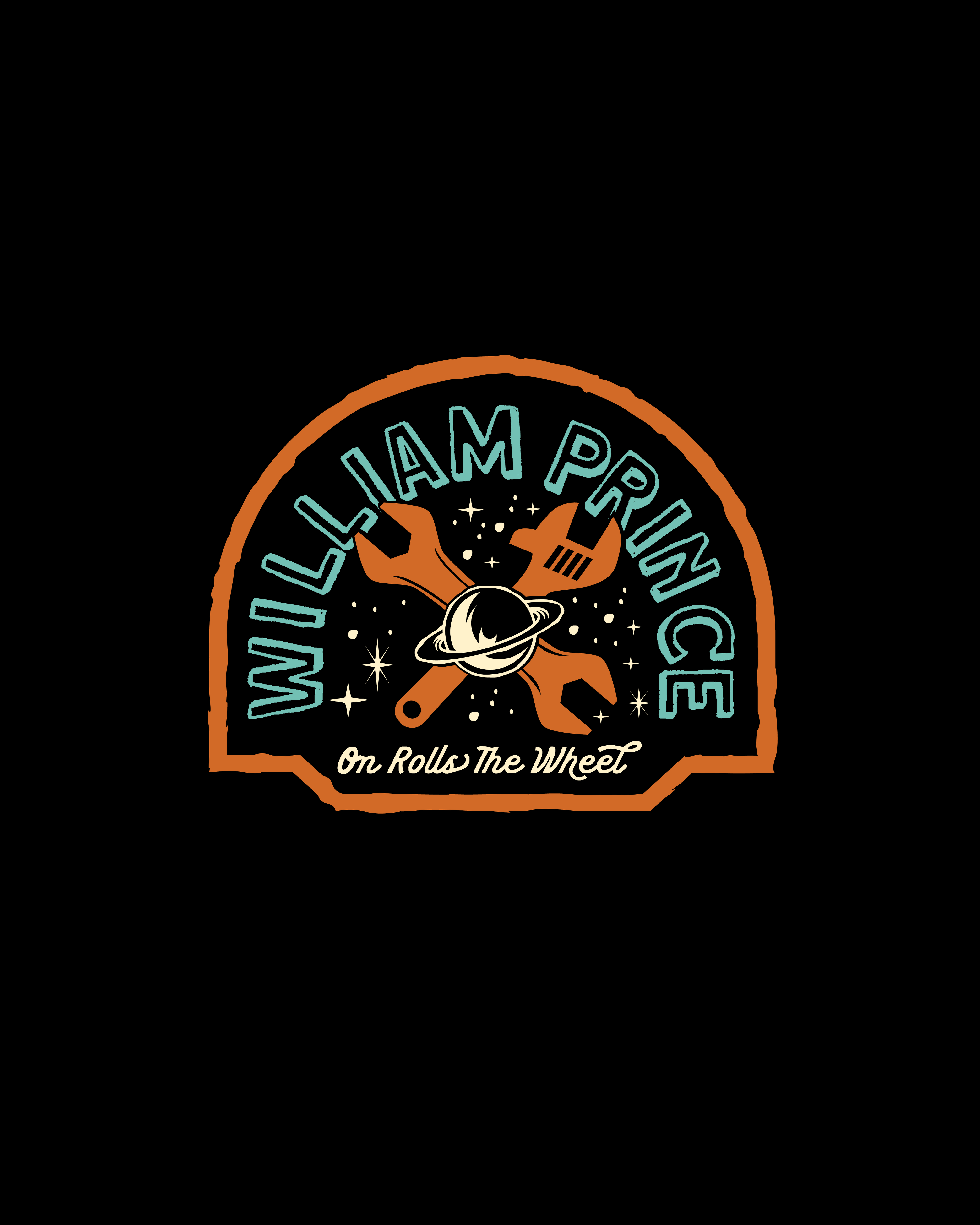 "On Rolls the Wheel" Puffed Print T-Shirt